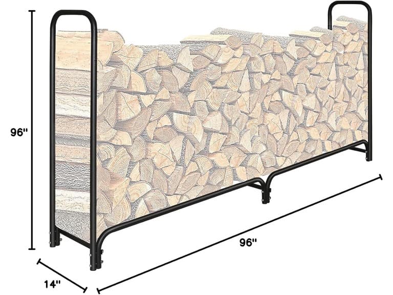 SnugNiture 8ft Outdoor Firewood Rack, Steel Tubular - Image 1