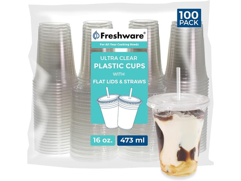 Freshware 16 oz Clear Disposable Plastic Cup - Image 1