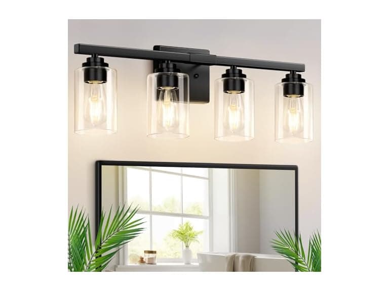 VerRon 4 Lights Bathroom Light Fixtures, Matte Black - Image 1
