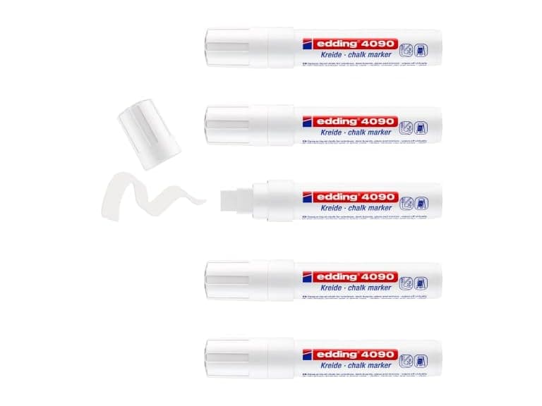 edding 4090 chalk marker - white - 5 chalk pens - Image 1