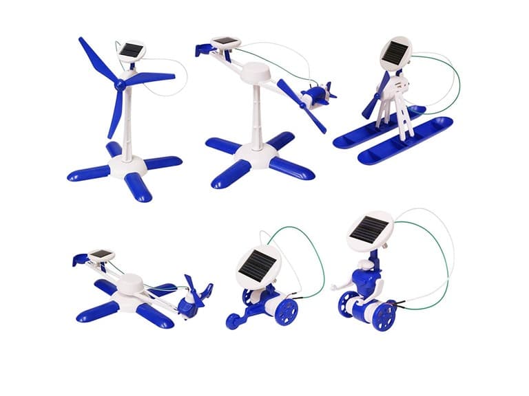DIY Blue 6-in-1 Educational Solar Robot - Image 1