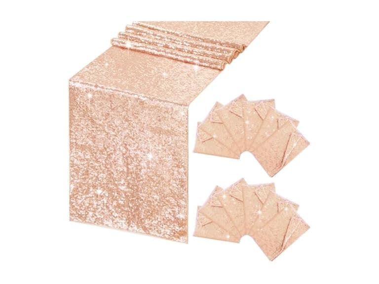 B-COOL Rose Gold Sequin Table Runner 12 Pack - Image 1