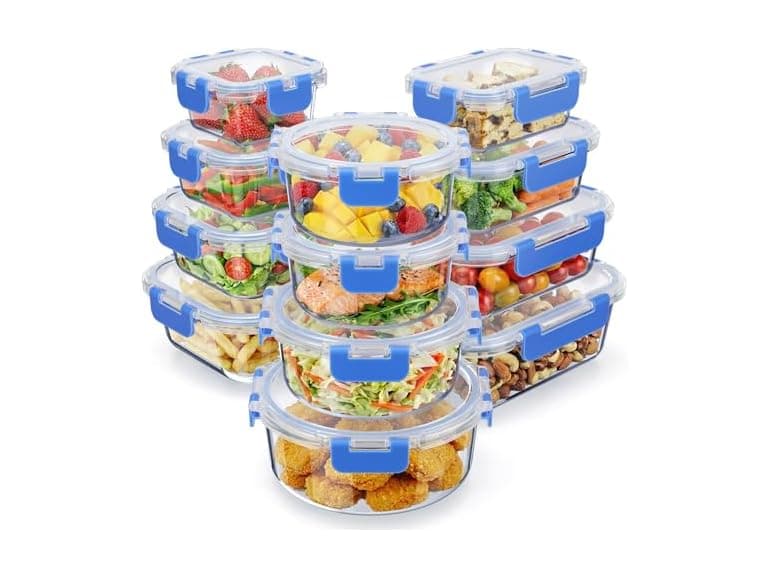 Borosilicate Glass Containers with Lids 24 Pieces Blue - Image 1