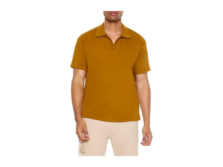 Forever 21 (M) Cotton-Blend Polo Coffee Shirt - Image 1