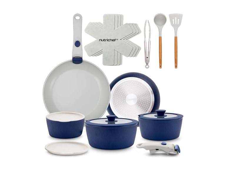 NutriChef 18-Piece Ceramic Cookware Set - Image 1