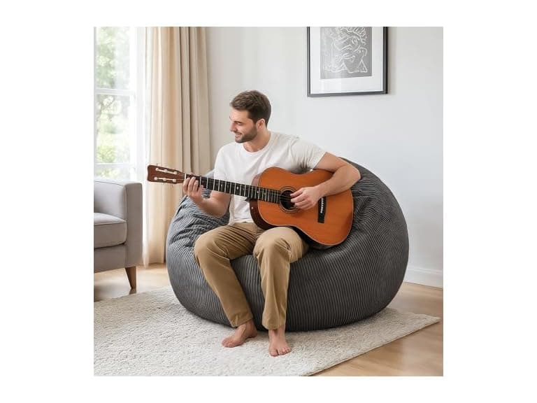 CangLong Plush Bean Bag Chair Dark Grey - Image 1