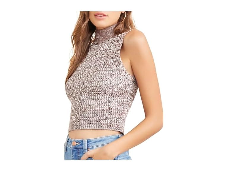 Forever 21 (M) Marled Mock Neck Sweater-Knit Top - Image 1