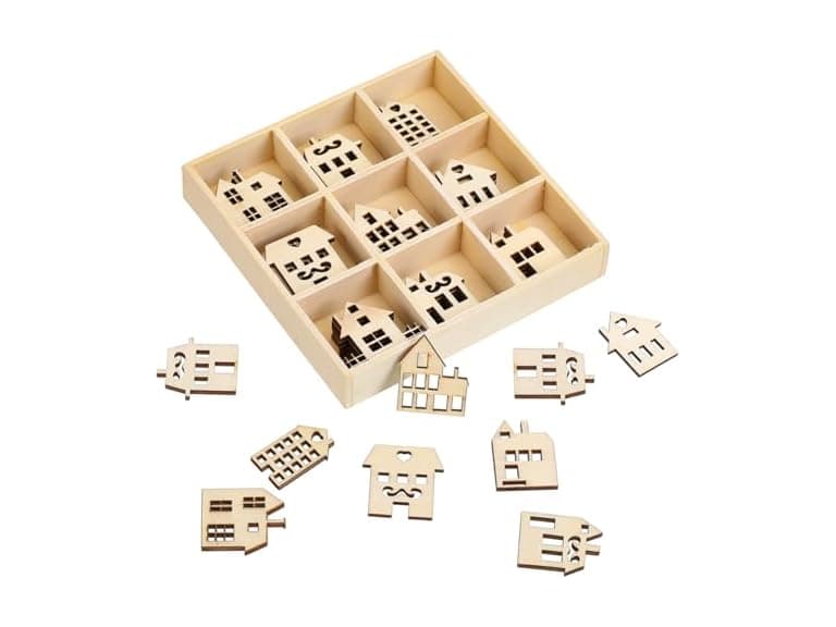 SUPVOX 45Pcs Small Wooden Houses Unfinished - Image 1