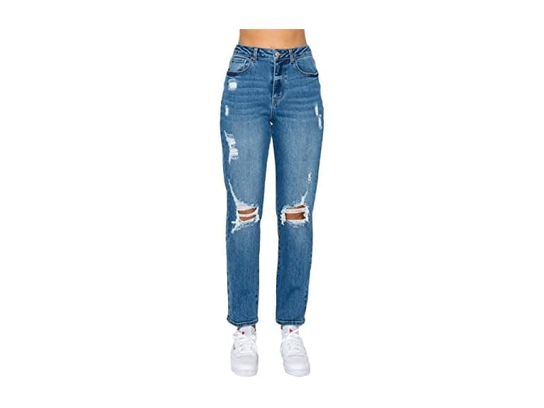 WAX Jean Women (13) Mom Blown Out Knee Jean - Image 1