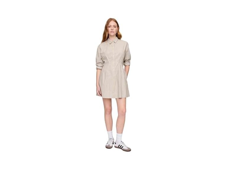 GAP Women Flare Mini Shirtdress Neutral - Image 1