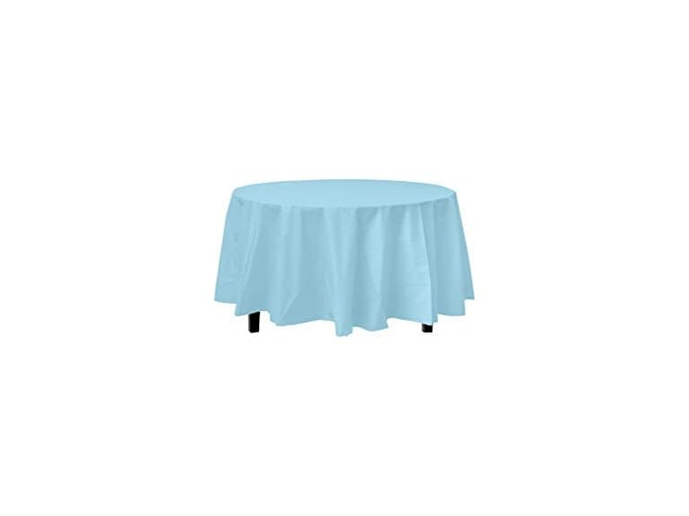 Light Blue Round plastic table cover - Image 1