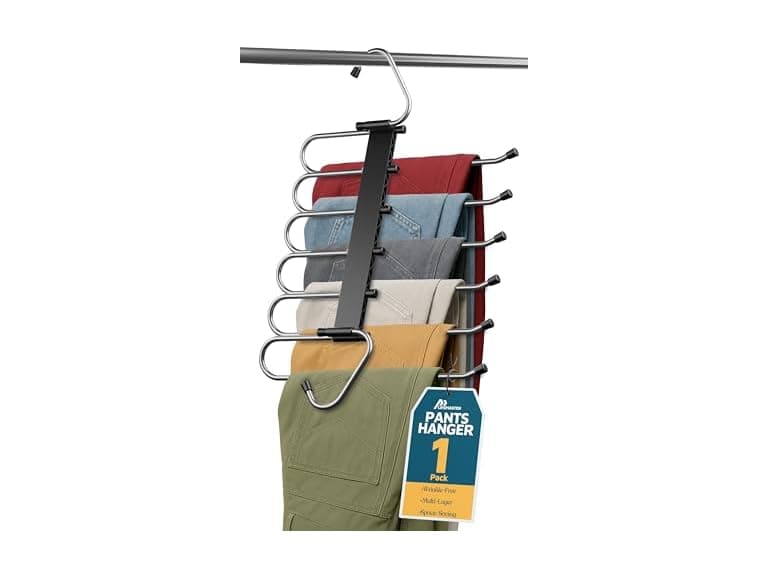 Black Space Saving Pants Hangers 1 Pack - Image 1