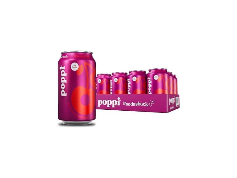 12Pk Poppi Sparkling Prebiotic Soda, Cherry Cola - Image 1