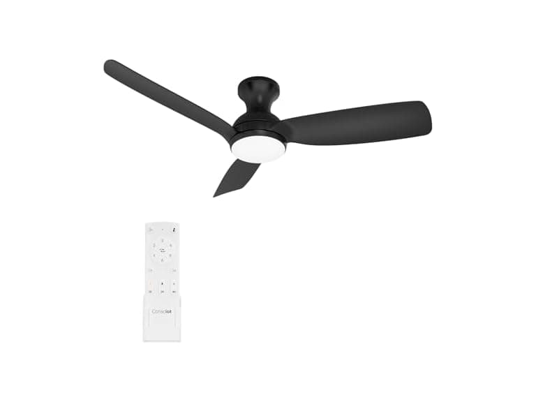 Consciot Ceiling Fan With Light, 44" with Remote, Black - Image 1