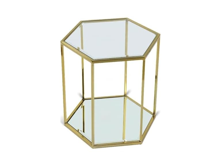 Sei Gold Glass & Steel End/Side Table - Image 1