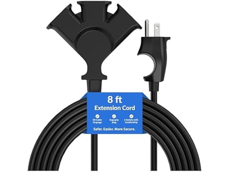 Comfort Grip 3 Outlet 8ft Extension Cord - Image 1