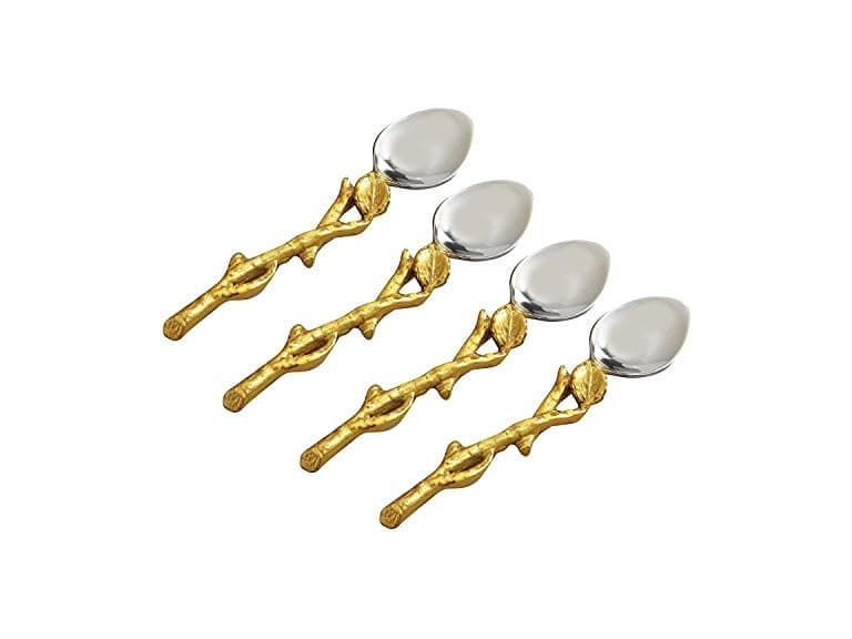Elegance Golden Vine Spoons, 5-Inch, Silver/Gold, Set of 4 - Image 1