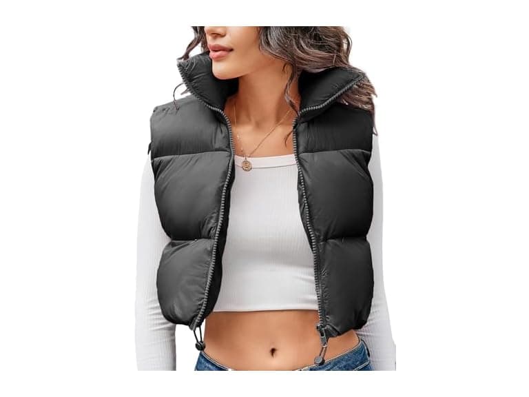 Kissonic Women (S) Cropped Puffer Vest Fluffy Vest - Image 1