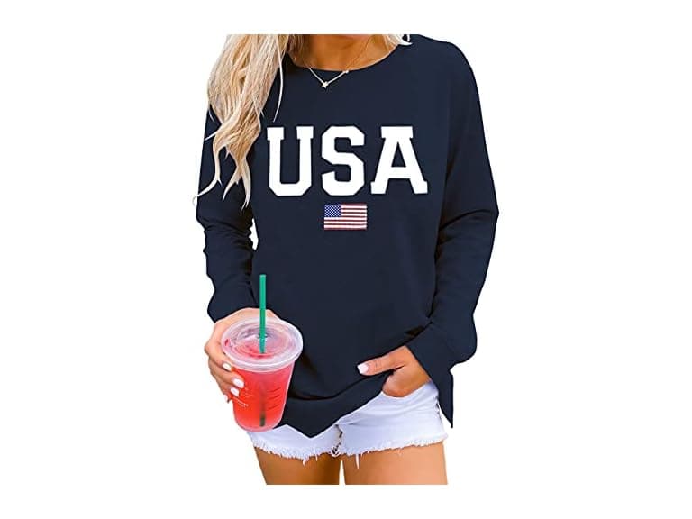 Dressmine Women (S) USA 4th July Flag Sweatshirt - Image 1