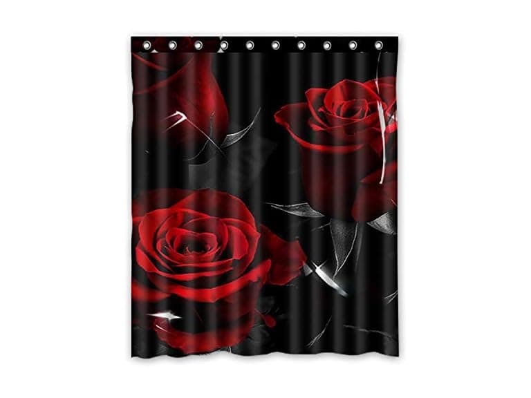 Glam Fire Red Rose And Black Leaves Bath - Image 1