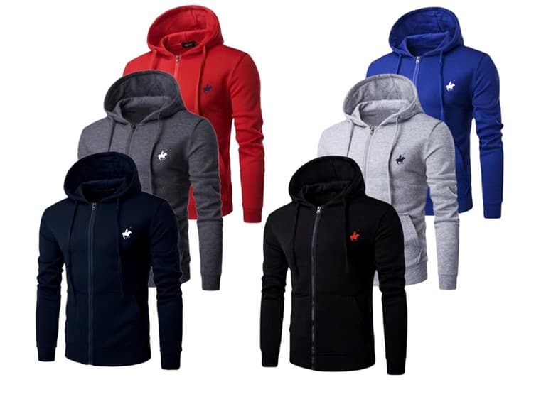 (3-Pack) Men's Basic Full-Zip Fleece Hoodies (Open Box) - Image 1