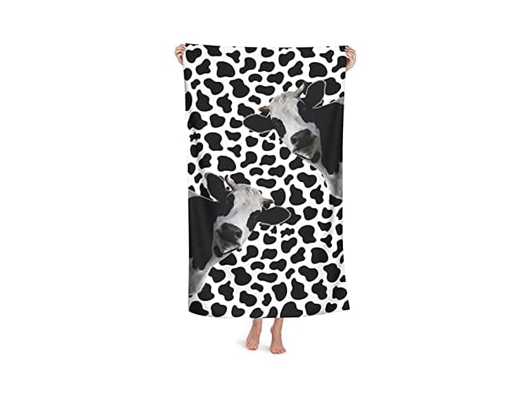 Milk Cow Print Black and White Beach Towel So - Image 1