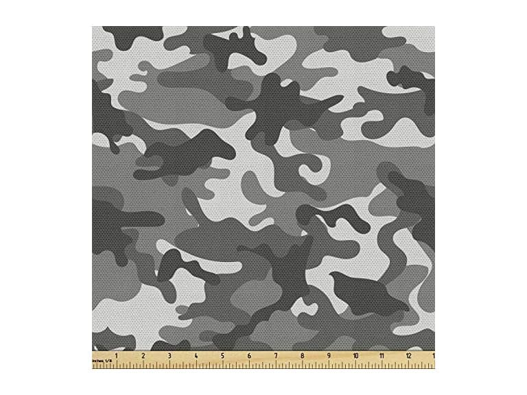 Ambesonne Camouflage Fabric by The Yard, Grey - Image 1