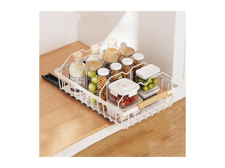 Takywep Pull Out Cabinet Organizer White - Image 1