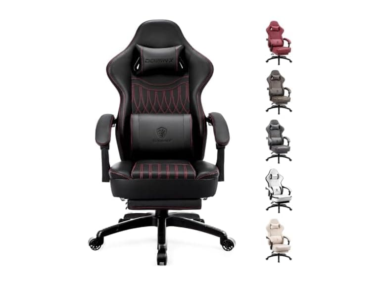 Dowinx Big and Tall Leather Gaming Chair Black/Red - Image 1