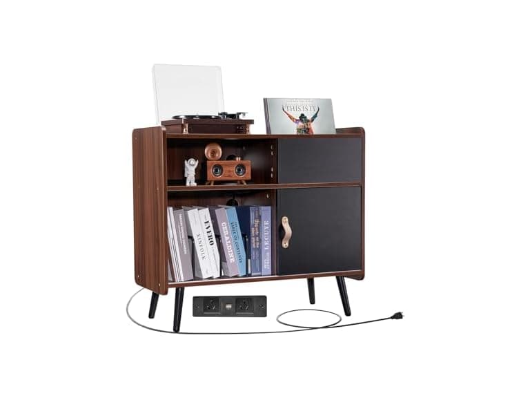 Happybuy Record Player Stand with Power - Image 1