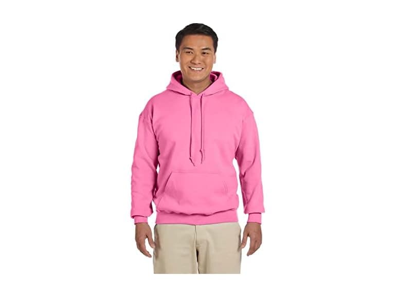 Gildan Men Fleece Hooded Sweatshirt Safety Pink - Image 1