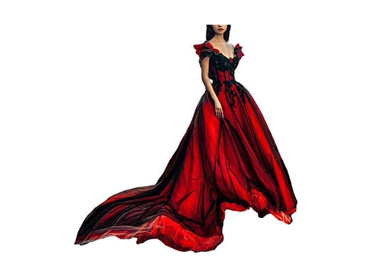Kivary Women (14) Off Shoulder Long Gothic V Dress - Image 1