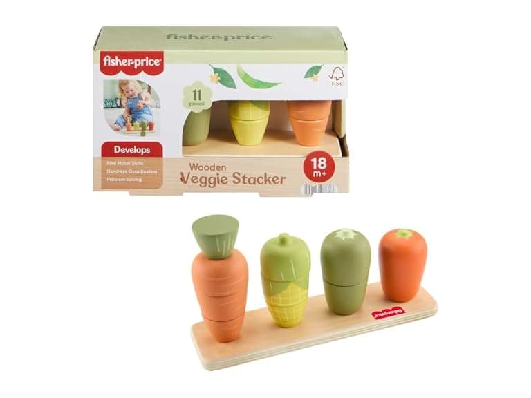 Fisher-Price Wood Toddler Toy Veggie Stacker - Image 1