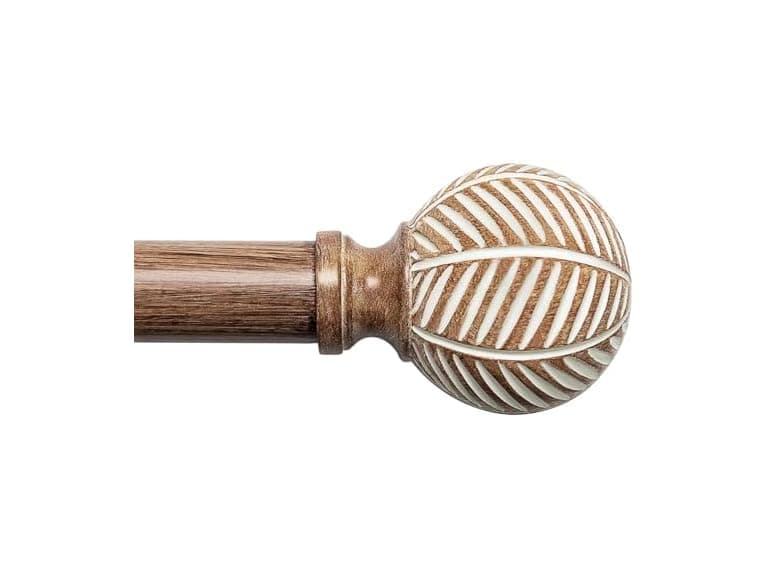 UNCONSIL Wood Grain Leaf Curtain Rod 1" - Image 1