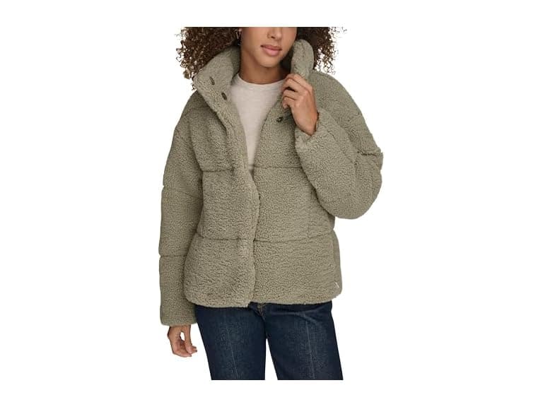 Levi's Women Shortie Patchwork Quilted Teddy Coat - Image 1