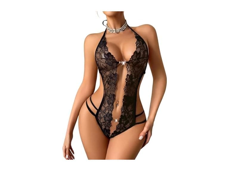 Avidlove (XS) Lingerie Lace Halter Teddy Bodysuit - Image 1