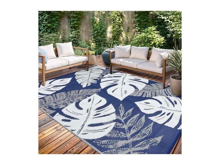 GarveeLife Outdoor Straw Rug 8x10 Blue - Image 1