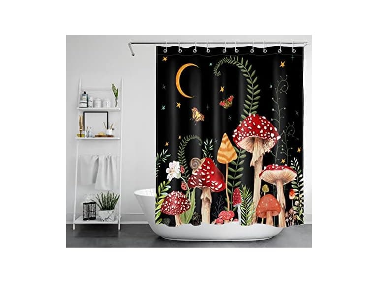 EOBTAIN Mushroom Shower Curtain Retro Mushrooms - Image 1