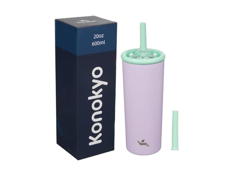 Konokyo 20oz Insulated Tumbler with Lid and Straw,Purple - Image 1