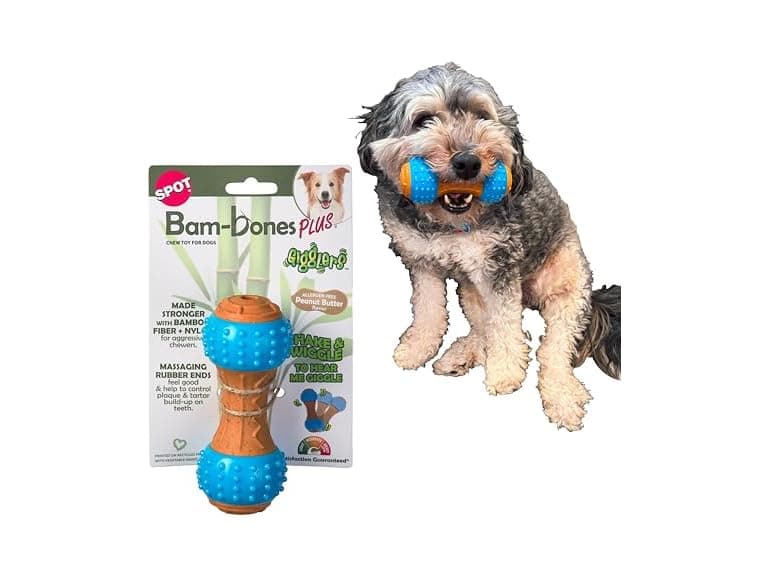 SPOT Bam-Bones Plus Gigglers Dumbbell Durable Dog Chew Toy - Image 1