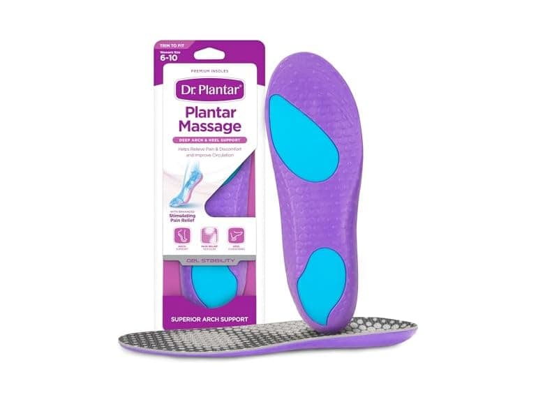 Dr. Plantar Massaging Gel Insoles for Women, Sizes 6-10, Trim to Fit - Image 1