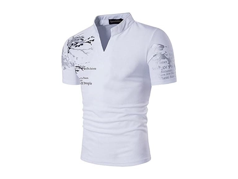 Sportides Men (M) Fashion V-Neck Henley Stand Tops - Image 1