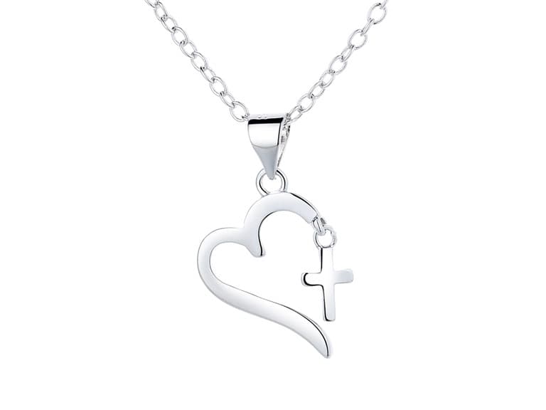 Cross and Heart Pendant Necklace - Image 1