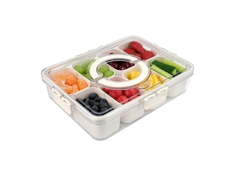 Divided Serving Tray with Lid and Handle - Image 1
