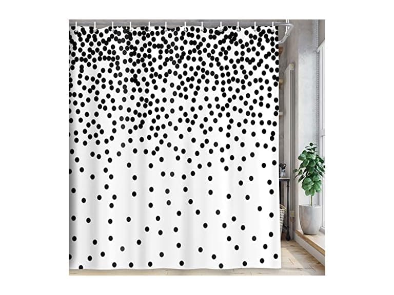 Funny Black and White Shower Curt, Simple - Image 1