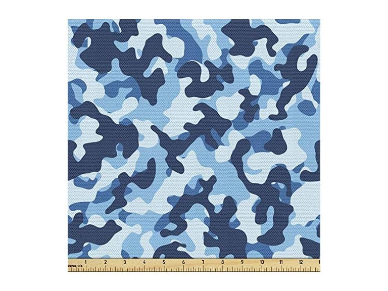 Ambesonne Camouflage Fabric by The Yard, Coconut Blue - Image 1