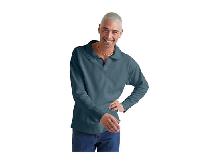Hanes Men Originals Fleece Polo Shirt - Image 1