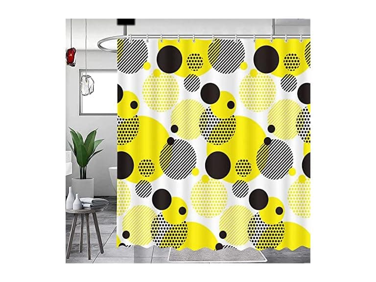MEHOFOND Yellow Abstract Geometric Shower - Image 1