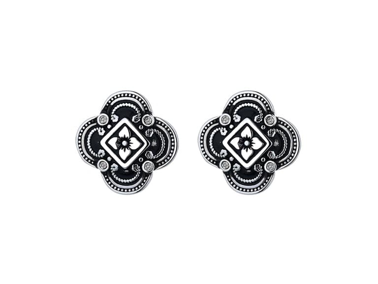 Artisan Sterling Silver Floral Earrings - Image 1