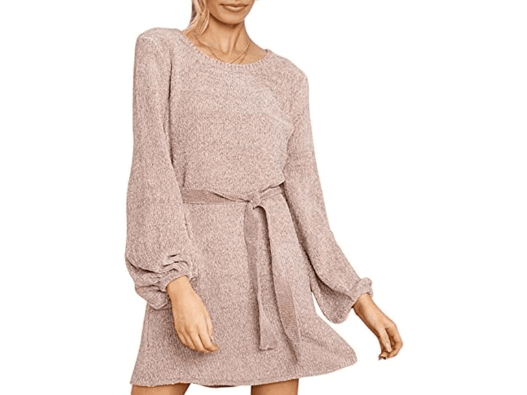 Women's Crew Neck Mini Dress Pink XL - Image 1
